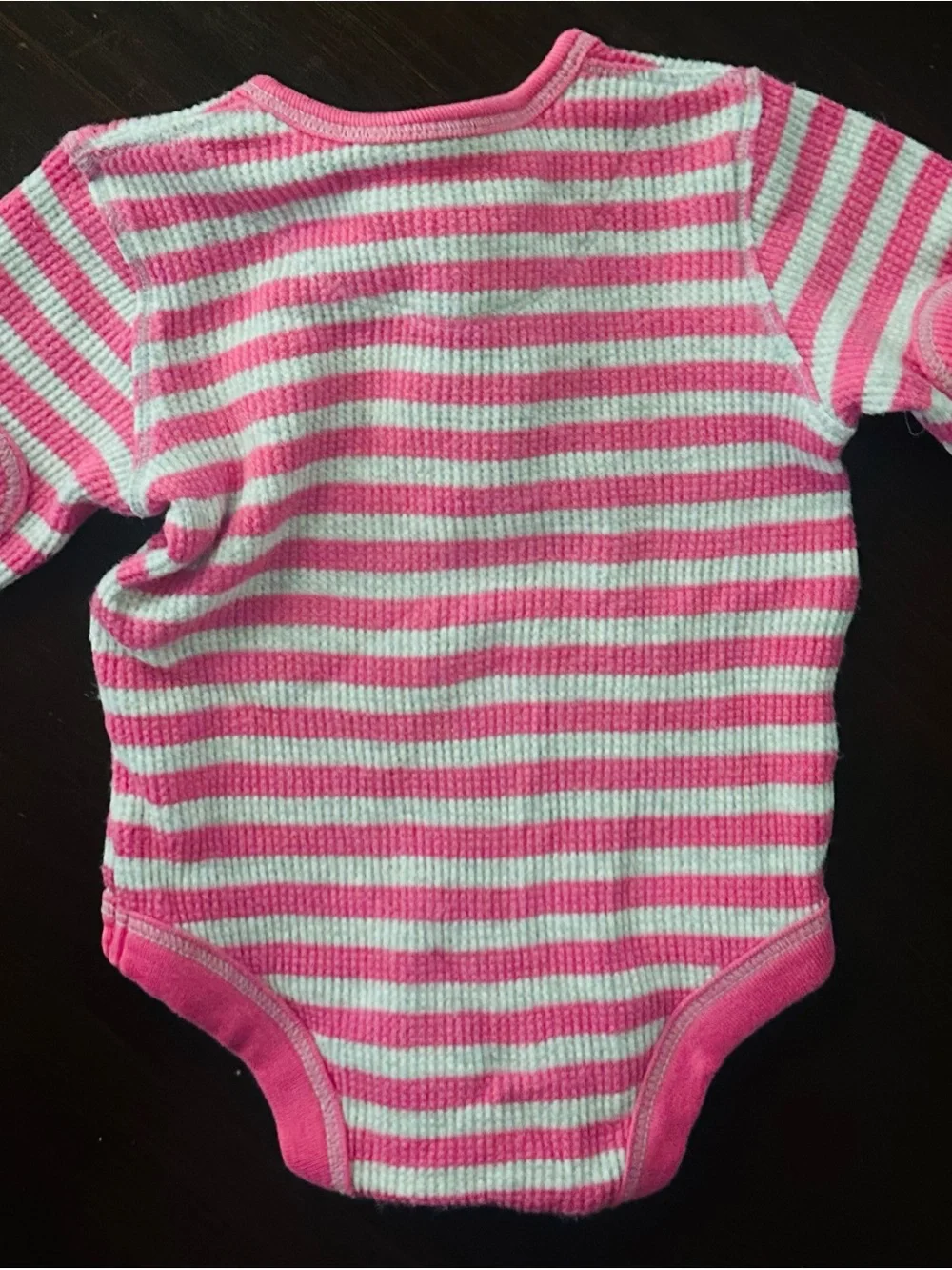 GAP baby Pink & White Striped Long Sleeve Baby Onesie